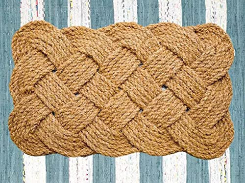 Natural Coir Doormat 45 x 75 cm Knotted Rope Door Mat 100% Coir Floor Mat Non Slip Rug Hand Woven Front Door Rug For Home Entrance Indoor Outdoor