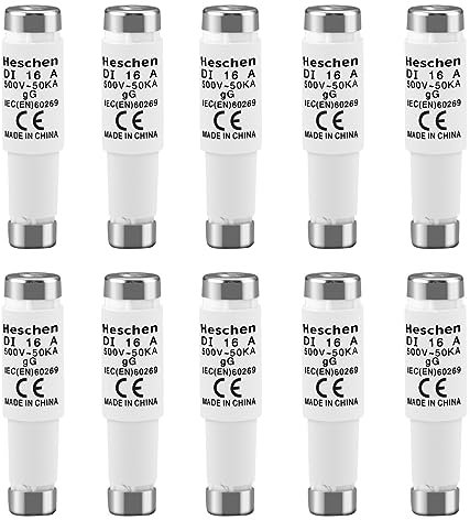 Heschen Keramische Neozed-Sicherungseinsätze, DI-Typ Sicherungseinsatz, 16A 500VAC, gG-Typ, für Kabel und Leitungsschutz, 10 Stück