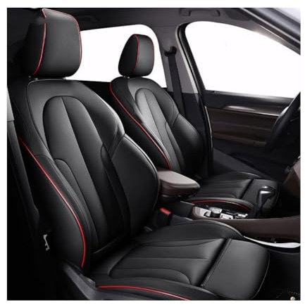 kazio Auto Leder Sitzschoner Set für Abarth Monster Energy 2020-2023, Custom Wasserdicht Bequem Rutschfester Leicht Reinigen Sitzer Schonbezüge Innenraum Zubehör,A/Black