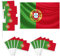 Lote de 16 banderas, 1 bandera grande 150x90 cm con ojales de latón, 15 banderas pequeñas de mano, decoración en eventos deportivos, fiestas(Portugal)