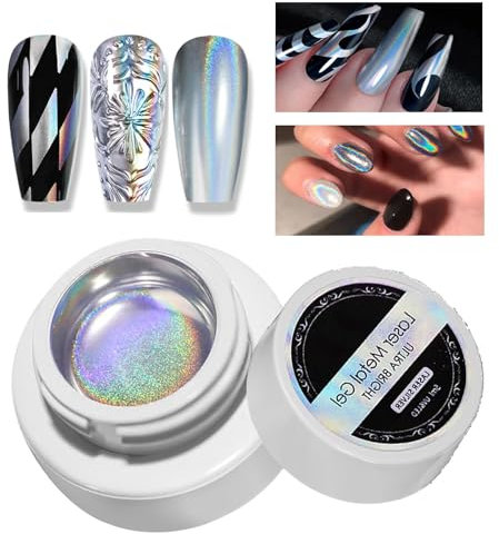 Metallic-Nagellack, Metallic-Gel zum Bemalen für die Nägel, Metallgel zum Malen, 3D-Metallgel, Spiegel-Nagellack, Glossy, Metallfarbe, Gel, DIY, Zeichnung, Laser-Silber