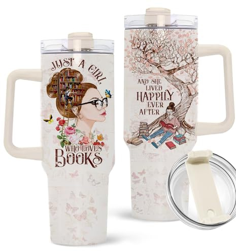 Book Lover Tumbler - Gifts for Women - Librarian Tumbler - Gifts for Bookworm on Christmas, Birthday - Book Reader Coffee Mug - Gifts for Her - Gifts for Book Lovers Women - Book Tumbler 40oz
