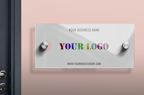 GIRLSIGHT Plaque de porte personnalisable en acrylique avec logo et texte – Idéal pour les bureaux d'affaires et les espaces professionnels