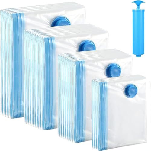 7pcs Bolsas de Almacenamiento al Vacío, Incluyen Boca para Aspirador, Bolsas de Vacío Ropa con Bomba de Mano, 7 Piezas (1JUMBO 2L 2M 2S) Ahorra Espacio para Guardar Ropa, Edredones, Almohadas, Mantas