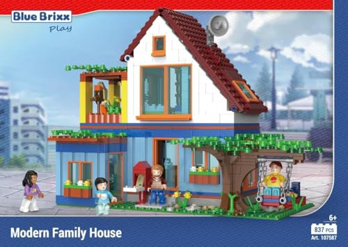 BlueBrixx Play 107587 – Einfamilienhaus aus Klemmbausteinen mit 837 Bauelementen