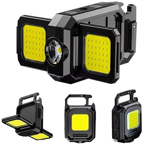 Mini Linternas LED alta potencia COB (800 Lúmenes) Linterna LED recargable USB, Linterna Camping Abrebotellas, Luz de Trabajo Impermeable, 5 Modos de Luz Llavero [Clase de eficiencia energética A+++]