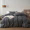Freyamy Baumwolle Bettwäsche 200x220cm 3teilig Anthrazit Grau Baumwolle Renforce Bettwäsche Set Unifarben Leinenoptik Deckenbezug Uni Bettbezug mit Reißverschluss und 2 Kissenbezug 80x80cm