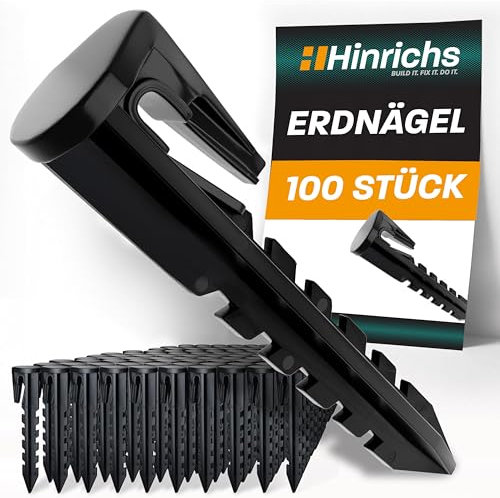 Hinrichs 100 Erdnägel für Mähroboter Begrenzungskabel - Mähroboter Haken - Rasenroboter Zubehör - Rasenmäher Roboter Heringe - Kompatibel mit Gardena, Husqvarna, Bosch, Worx UVM.