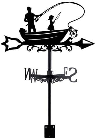 SUPERDANT Girouette de Jardin Exterieur Bateau Pêche Girouettes Girouette Pêche Girouette de Toit Décoratif Extérieur Outil de Mesure du Vent Direction du Vent Deco Jardin Exterieur