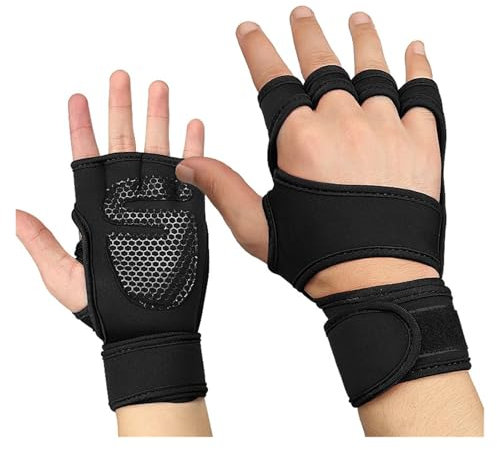 LIZHAYG Gym Handschuhe Gewichtheben Gym Handschuhe Frauen Männer Atmungsaktive Anti-rutsch Fitness Sport Handschuhe Bodybuilding Gymnastik Griffe Streifen Hand Palm(Black,XL)