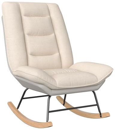 RWUDV Schaukelstuhl, Schaukelsessel mit Holzkufen und Armlehne, Relaxstuhl Sessel Stuhl Wohnzimmersessel, Relaxsessel mit gepolsterter Sitzfläche, für Wohnzimmer, Schlafzimmer (Technologietuch-A3)