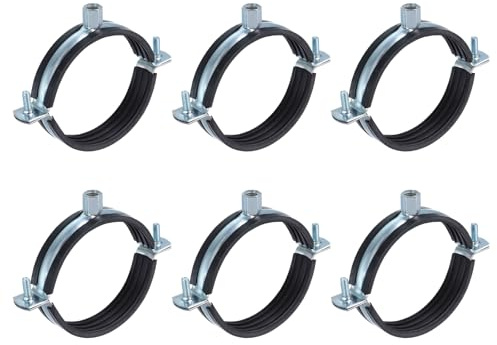 QUARKZMAN 6 Stück Rohrschelle, 90mm Rohrhalterung Wand Gerüstschellen Fallrohrschelle mit passenden Stockschrauben und Dübeln zur Rohrbefestigung und Rohrhalterung