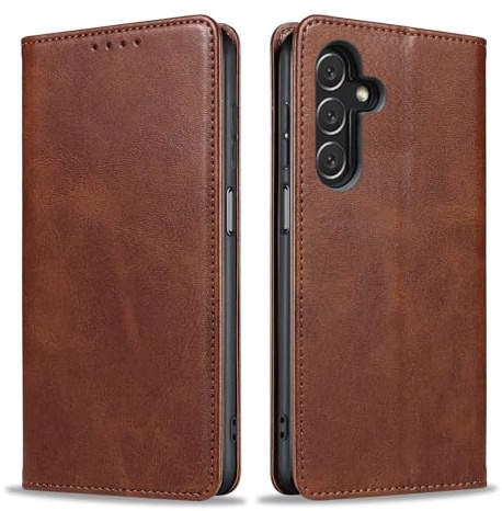LBH Handyhülle Smartphone-Hülle für Samsung Galaxy A05s Klapphülle Magnetverschluss Kartenfächer Geldfach Standfunktion Case Etui Rundumschutz Schutzhülle Dunkelbraun