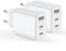 2-Pack Chargeur USB C 30W 3-Ports Prise Chargeur USB C Type C Charge Rapide Carregateur Multiple Rapide pour iPhone 16 15 14 13 12 11 Pro Max XR XS 8 7, iPad, Samsung