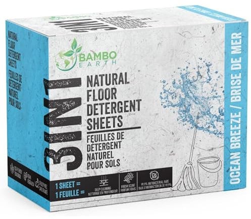 30 Pcs All Natural Floor Cleaner Sheets - Biodegradable And Dissolvable Multipurpose Mopping Concentrated Floor Cleaning Soap Detergent Strips, Mess Free Water Soluble Fast Dry Eco Friendly (Ocean)