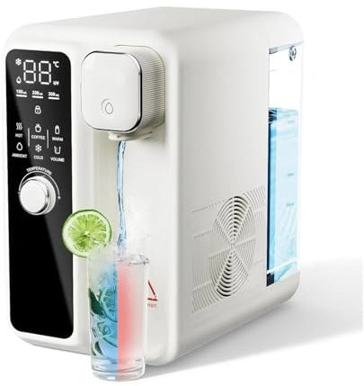 TIEOAXFT Countertop Water Filter System Instant Hot and Cold Filtered Water Dispenser 0.01μm Potable Water Purifier 3.5L Large
