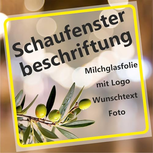 Kiwistar - Aufkleber selbst gestalten - 150x150 mm - Schaufensteraufkleber bedruckt mit Foto, Logo, Wunschtext - Milchglasfolie - Schaufensterbeschriftung - Glasdekorfolie - Werbung