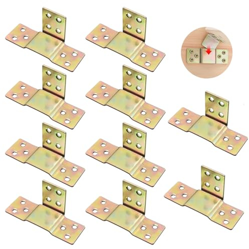 10er Set Bettverbinder, Schwerlast Bettbeschlag Eckverbinder Steckverbinder Holz Bettwinkel zum Einhängen Einhängebeschlag für Mittelbalken Bettgeländer Lattenrost Bettrahmenprojekt
