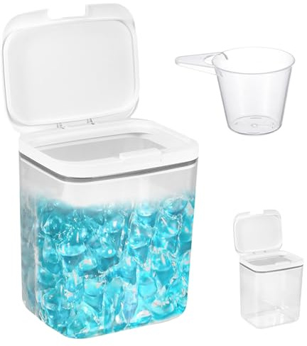 DBAATTZ Waschmittel Aufbewahrung, 5,5L Aufbewahrungsbox mit Deckel, klarer PET Waschmittelbehälter, Aufbewahrungsbox Schnappverschlüsse, Wäsche Pods Behälter, Waschmittel aufbewahrungsbox