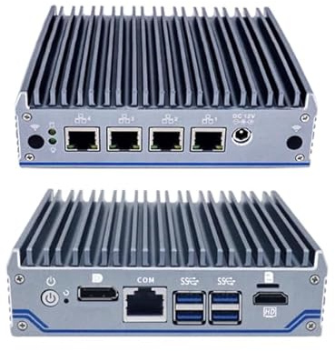 HKUXZR Mini PC Firewall, Intel Celeron J4125 4 core e 4 thread, 4 x Intel 1000M Ethernet, supporta 1 slot di memoria DDR4 2400 MHz, fino a 8 GB, computer desktop industriale (senza RAM NO SSD)
