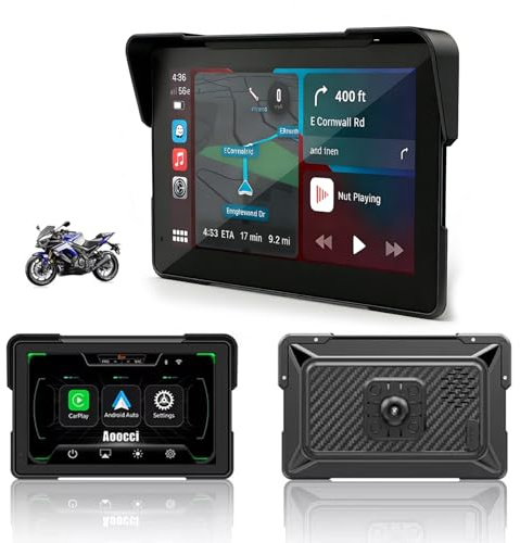 Aoocci C7 7-inch Motorcycle Carplay, GPS Navigation System Compatible with Apple CarPlay & Android Auto, HD Touchscreen for Motorcycle, IP67 Waterproof, Support Dual Bluetooth, Smartphone Mirroring