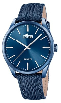 Lotus Herrenuhr Analog aus Nylon Blau | Casual Deportivo Estilo Militar, Widerstandsfähiges Mineralglas 5 ATM, Quarzwerk 19071/1 Minimalist