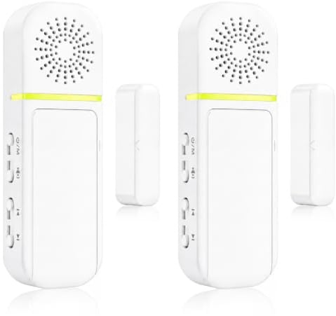 SanJie Door Chime & Door Left Open Alarm Sensor 2 Packs | Instant or 30s/1/2 Min Delay, 27 Chimes, Mute to 110 dB, Entry Door Alarm When Opened for Business, Home, Fridge, Garage