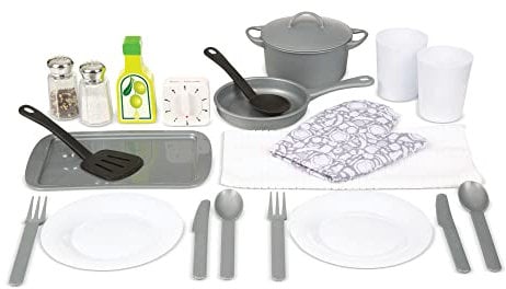 Melissa & Doug Kitchen Accessory Set – Pretend Cooking Playset for Kids, Wooden Utensils & Cookware,Toy for Ages 3+, Gift for Boys or Girls