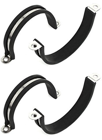 Sourcingmap 55mm Dia Rubber Lined U Shaped 304 Stainless Steel Pipe Clip Hose Clamp 4pcs