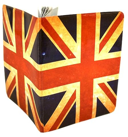 (30+ Designs) Passport Cover Holder Protector Wallet Case Mens Womens for Travel Holiday & Luggage Tag Options (Union Jack Vintage)