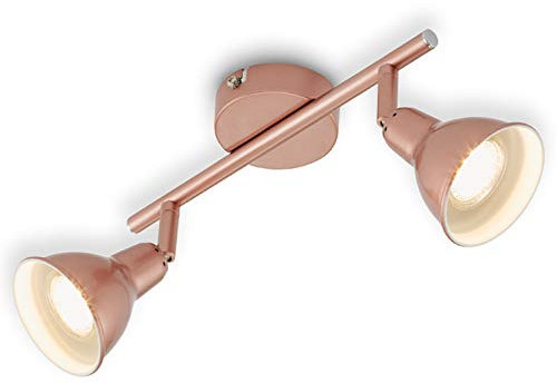 Briloner Leuchten LED Deckenleuchte 2 dreh- & schwenkbare LED-Spots, Vintage / Retro Strahler, Decken-Lampe, Kupfer, GU10, inkl. 2 x 3 W Leuchtmittel, 27.4 x 8.5 x 11 cm