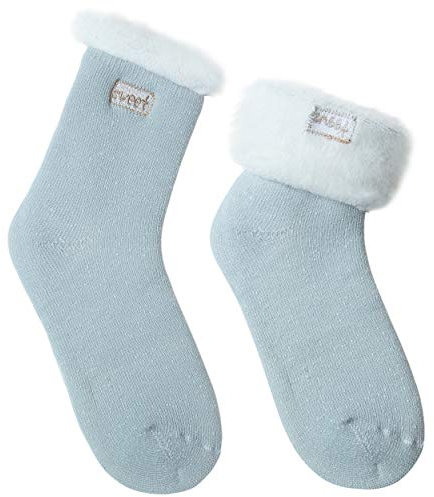 JARSEEN 2 Paar Damen Thermosocken Kuschelsocken Winter Warme Dicke Süß Haussocken Mit Vollplüsch und Wolle (2 Minze, EU 36-42)