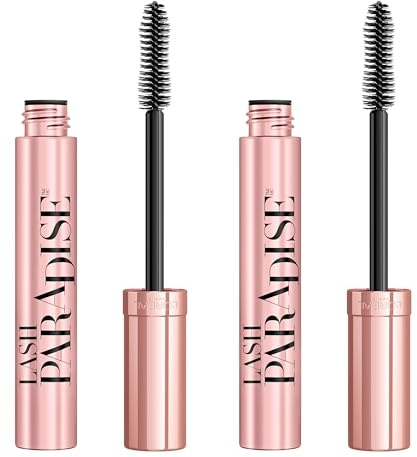 L'Oreal Paris Voluminous Lash Paradise Washable Mascara, Volumizing, Lengthening and Thickening Eye Makeup For Fuller-Looking Lashes, Blackest Black, 0.28 Fl Oz (Pack of 2) (Packaging May Vary)
