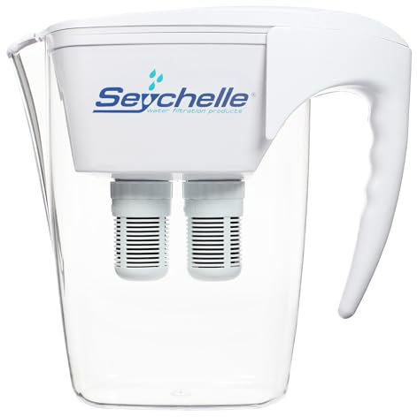 Seychelle pH2O Alkaline Water Filter Pitcher - pH Enhancing Filtration - 200 Gallon Capacity - USA-Made Filter, 64oz