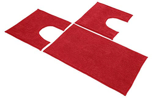 Sophie Maison Poppy Set Tappeti Bagno, 100% Microfibra Poliestere, Bordeaux, 45 x 75+45 x 4