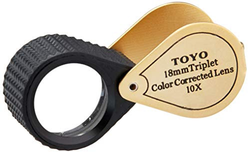 Toyo 10X18-G Professionelle Juwelierlupe mit 10-facher Vergrößerung, mit 18-mm-Triplet-Linse, goldfarben, Gold