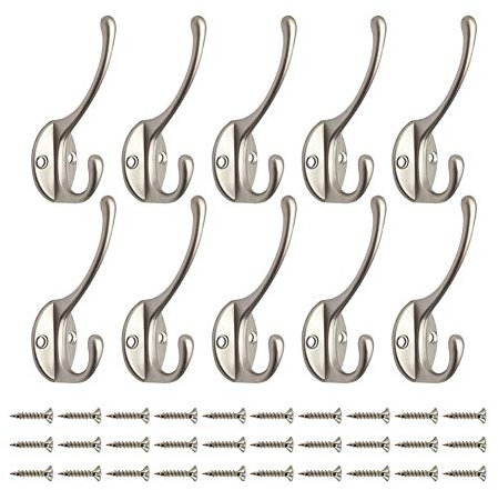 Vintage Kleiderhaken 10 stück Wandhaken Handtuchhaken Metall Huthaken Mantelhaken Doppelt Garderobenhaken Ideal für Bad Küche Büro Toilette Einkaufszentrum (Vintage Bronze) (Vintage Bronze) (Silber)