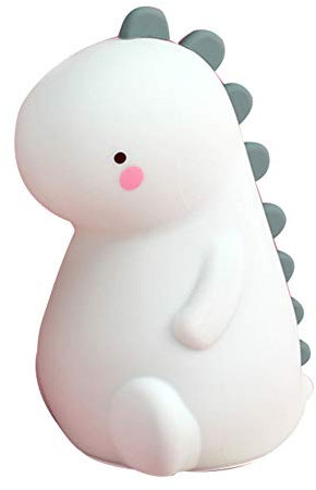 ECOSWAY Silicone Dinosaur Night LED Light Cute Color Changing with Touch Sensor Portable Rechargeable Lamp for Baby Kids