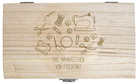 CADEAUX.COM Graviertes Nähkästchen aus Holz - mit modularen Fächern - Personalisiertes Geschenk