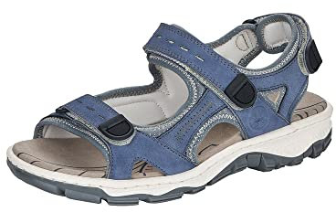 Rieker Ladies Sparkle Detailed Antistress Technology Sandals 68874-14 - Blue Nubuck - UK Size 6.5 - EU 40 - US Size 8.5