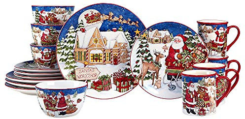 Certified International Santa's Workshop - Vajilla (16 unidades, servicio para 4 unidades), multicolor