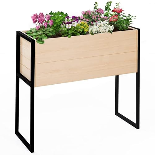 IDMarket - Fioriera su piedi 80 CM in legno quadrato Orto Design Industriale Finitura metallo