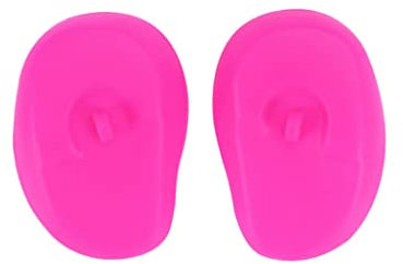1 paire de cache-oreilles en silicone pour coloration des cheveux, douche, teinture pour les cheveux, protège-oreilles, imperméable, coloration, douche, salon de bain (rose)