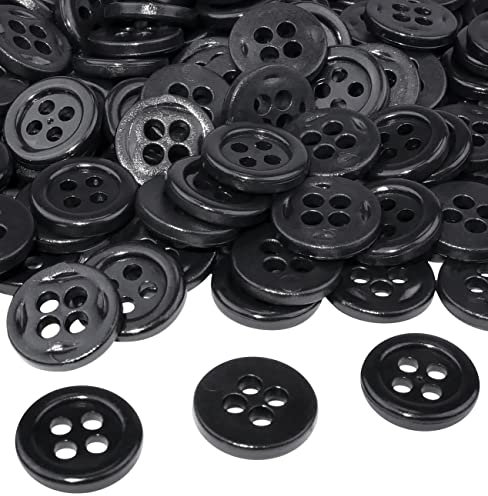 AERZETIX - C56504 - Satz von 100 Knöpfe zum nähen runden Ø11.5x2 mm mit 4 löchern - farbe schwarz 18L L18 - aus kunststoff - öffnung 2 mm - kurzwaren nähen kleidung mode stricken decoration