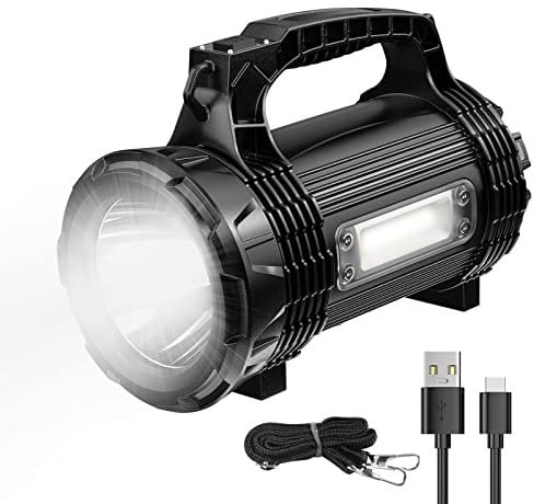 ERAY LED Taschenlampe Aufladbar, Handscheinwerfer LED Akku mit 8 Lichtmodi Taschenlampen mit USB Kabel, IP65 Wasserdicht, Schultergurt, SOS Notfall Taschenlampe 1200 Lumen für Camping/Wandern/Angeln