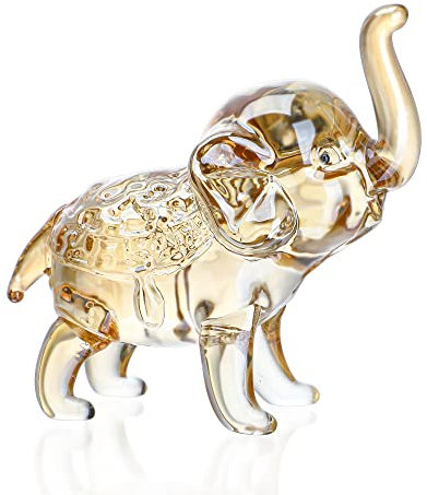 H&D HYALINE & DORA Handgefertigte Kristall Elefantenfigur, Glas Tierstatue Funkelnde,Glaskunst Tiere Sammlerstück Geschenk Heimdekoration(Champagner)