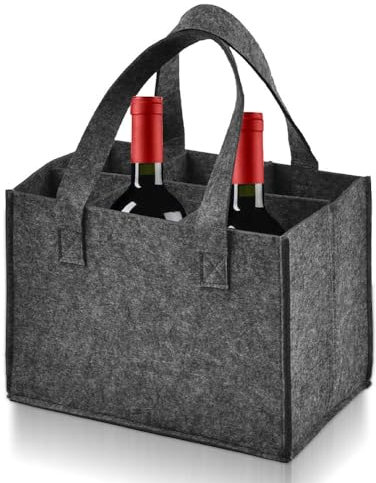 BNGXR Borsa per Bottiglie, Borsa Porta Bottiglia di Vino con 6 Scomparti, Sacchetti Riutilizzabili con Maniglia per Bottiglie da Vino Birra, per Viaggio Picnic Festa