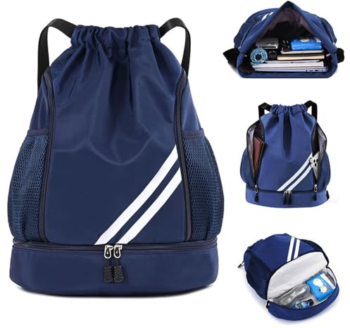 Mochilas deportivas de moda, bolsa de deporte para niños, mochila grande, con cordón, impermeable, mochila con compartimento para zapatos, mochila deportiva para mujer, bolsillo exterior para acceso