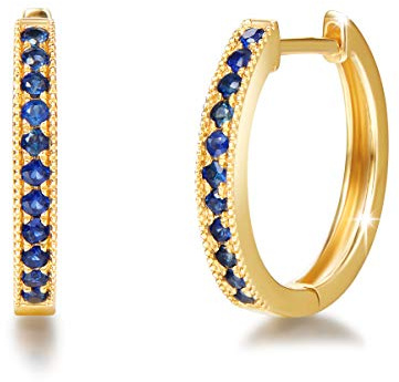Solide 14 Karat 585 Gold Creolen Huggies Ohrringe mit Echt Edelstein Schmuck Geburtsstein Geschenk für Damen Mädchen Durchmesser