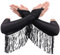 Flovel Glitzernde Pailletten-Handschuhe, Fransen, Fingerlose Handschuhe, Lange Metallische Handschuhe, Karneval, Rave-Party-Kostüm für Damen und Mädchen (Schwarz)